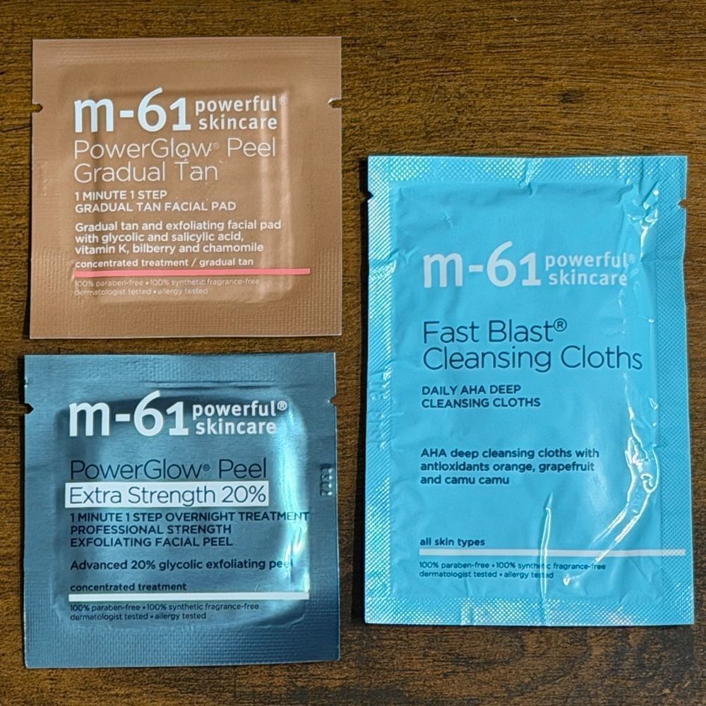 M-61 Powerful Skincare Sample Bundle PowerGlow Peel + Hydraboost Pads + Bag NEW - Picture 7 of 12